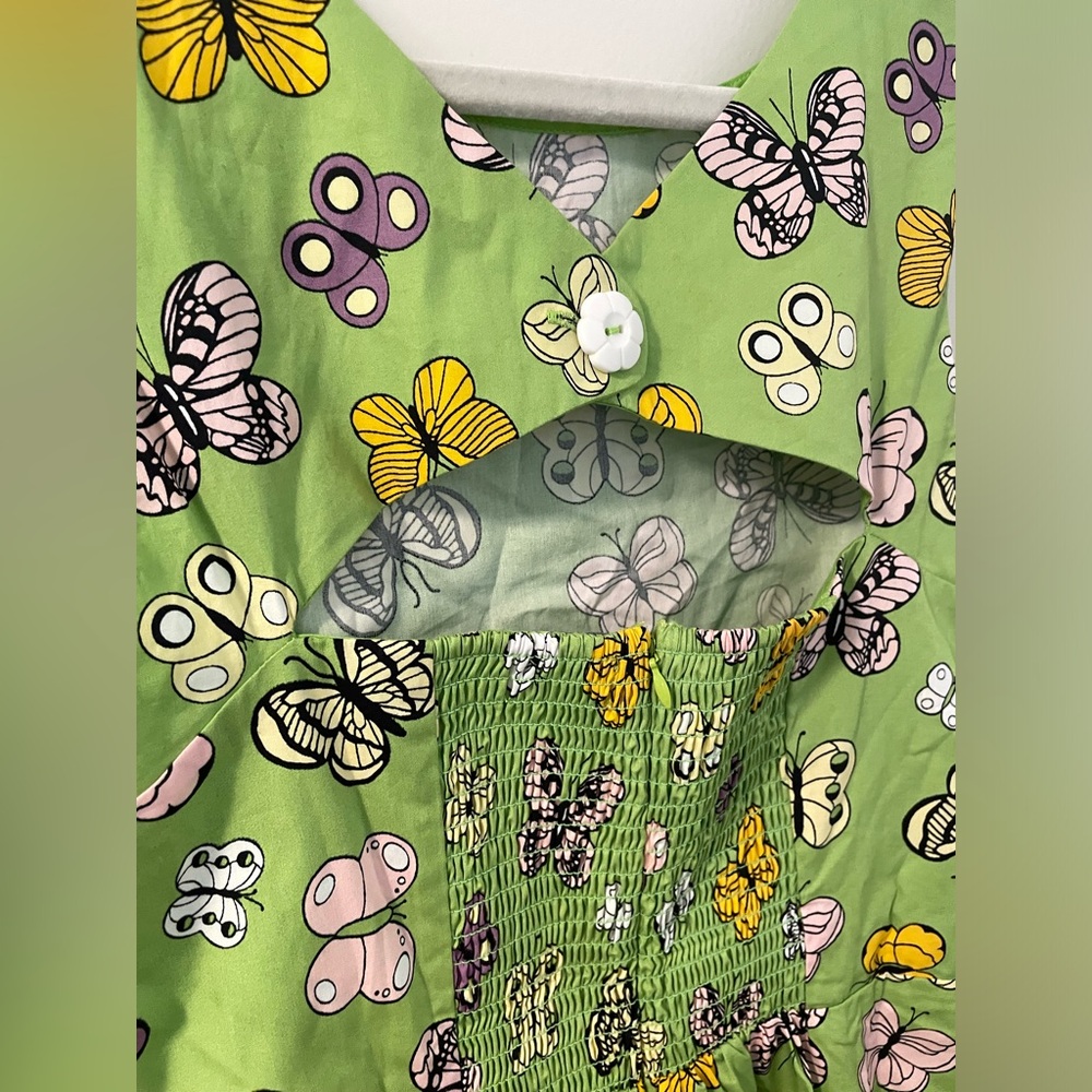 NWT ModCloth Light Of Day Green Butterfly Jumpsuit Size 6 Happy Clothes - Picture 7 of 9